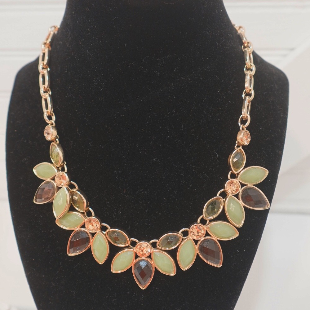 Anne Klein Necklace Vintage Y2K Style Gold Tone Chunky Bib Leaf Design Signed
